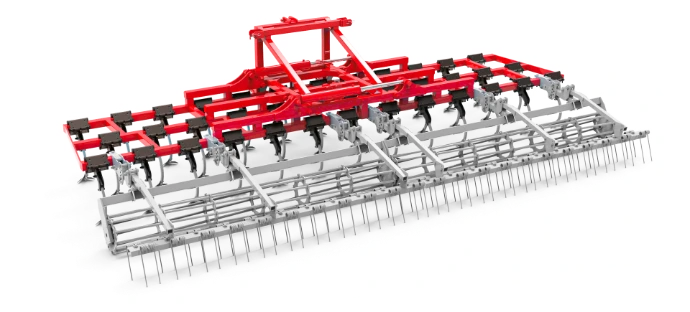Cultivateur vibrant avec bras de 25 x 25 mm et élastomères.