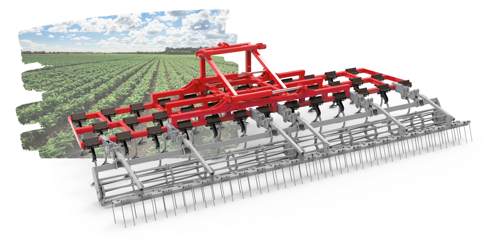 Cultivateur vibrant avec bras de 25 x 25 mm et élastomères
