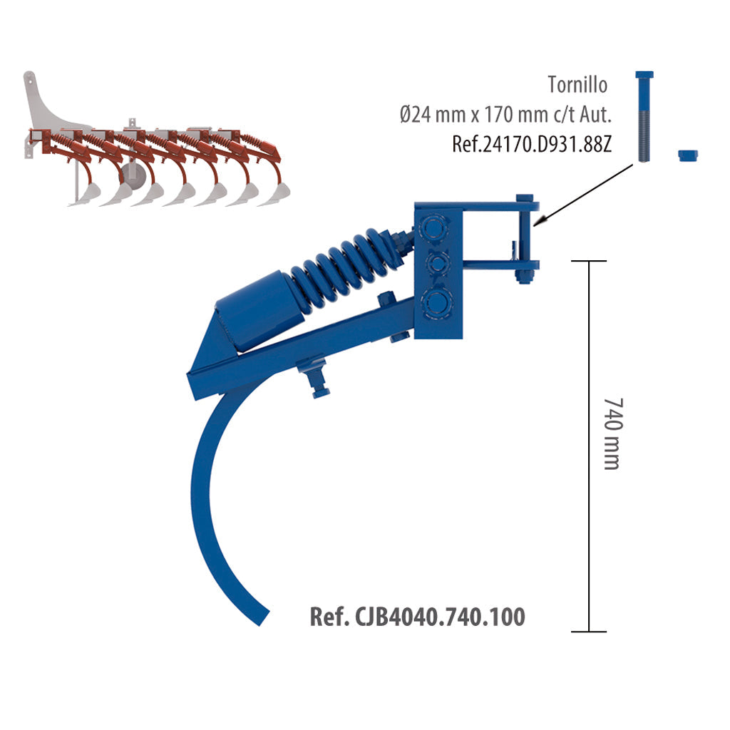 [CJB4040.740.100] Conjunto Brazo Chisel 40x40x740mm Chasis de 100x100 C/T