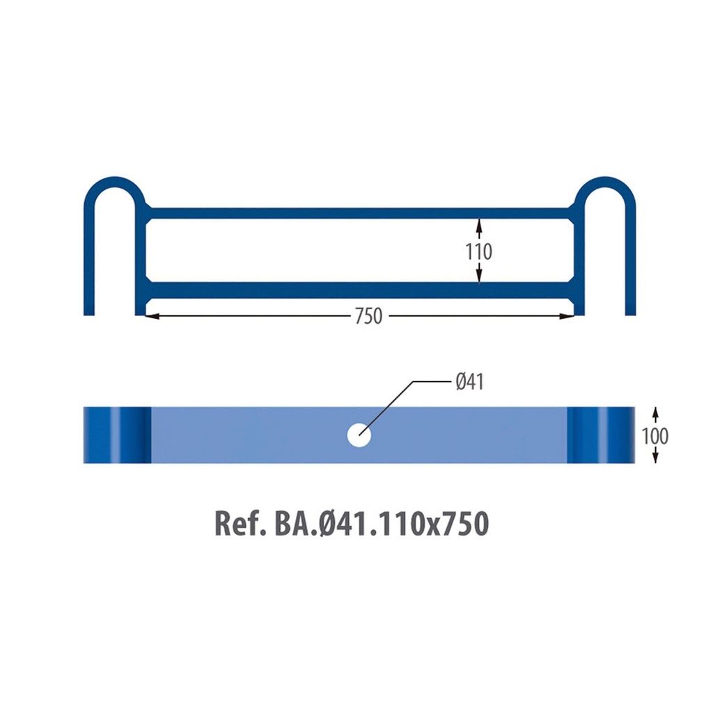 [BA.Ø41.110X750.C/"U"] Barra de Elevador Ø 41 / 110 x 750 mm / Con U