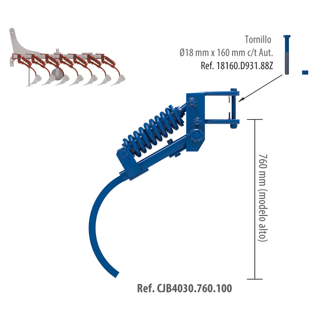 [CJB4030.760.100] Conjunto Brazo Chisel 40x30x760 Chasis de 100x100 C/T