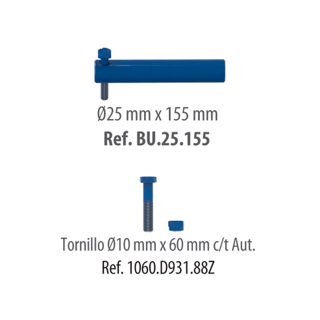 Bulón Ø25x155 mm para placa de amarre