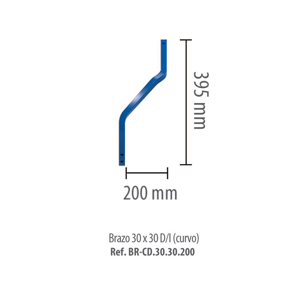 [BR-CD.30.30.200] Brazo Chisel 30x30x200 mm (Curvo derecho)