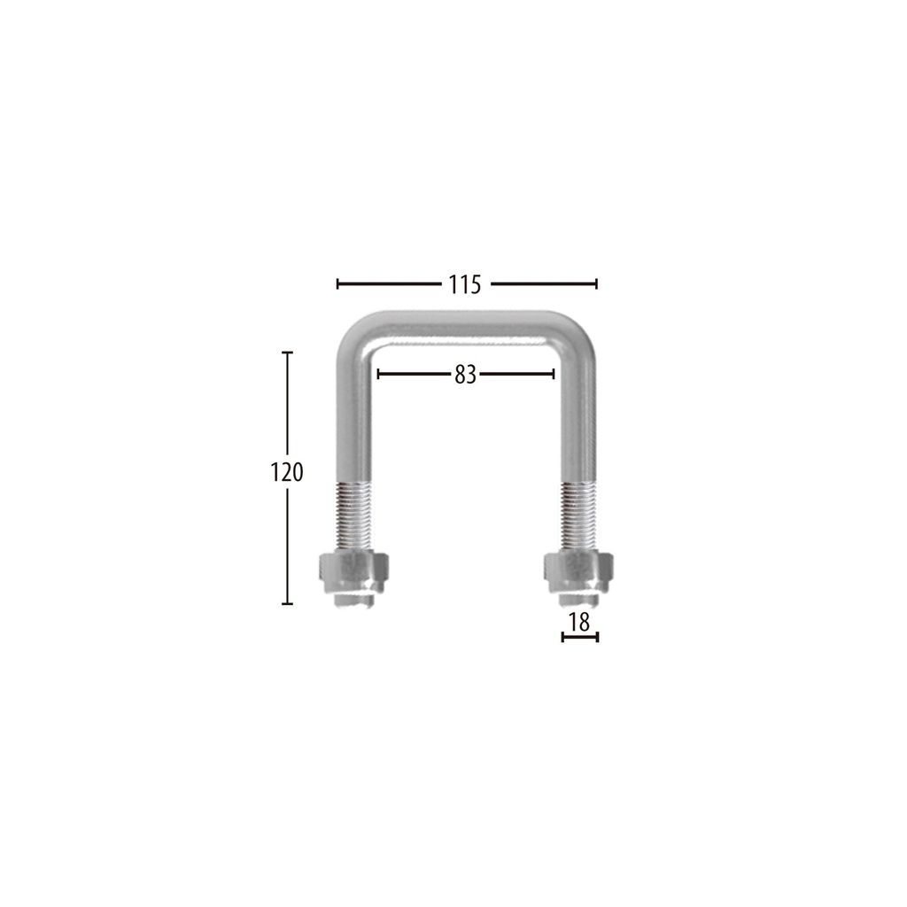 [AB.83.120.18] Abarcón para tubo estructural 80x80mm con tuercas.