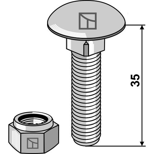 Tornillo cabeza redonda con tuerca autoblocante - M10 x 1-5 - 8.8 - LS01-TCR-005