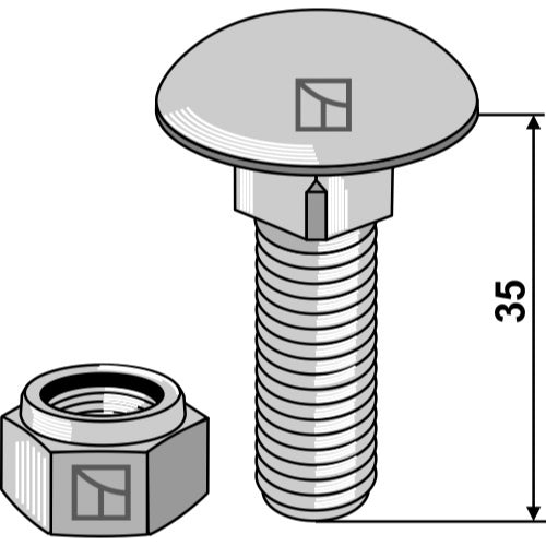 [LS01-TCR-001] Tornillo cabeza redonda con tuerca autoblocante - M12 x 1-75 - 8.8 - LS01-TCR-001