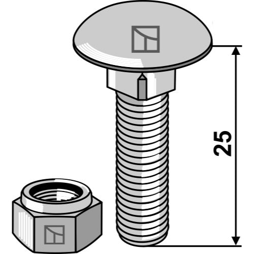[LS01-TCR-009] Tornillo cabeza redonda con tuerca autoblocante - M8 x 1-25 - 8.8 - LS01-TCR-009