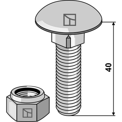 Tornillo cabeza redonda con tuerca autoblocante - M12 x 1-75 - 8.8 - LS01-TCR-002