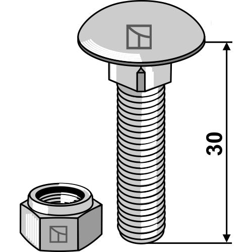Tornillo cabeza redonda con tuerca autoblocante - M8 x 1-25 - 8.8 - LS01-TCR-008