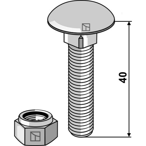 [LS01-TCR-006] Tornillo cabeza redonda con tuerca autoblocante - M10 x 1-5 - 8.8 - LS01-TCR-006