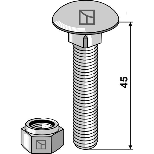 [LS01-TCR-007] Tornillo cabeza redonda con tuerca autoblocante - M10 x 1-5 - 8.8 - LS01-TCR-007