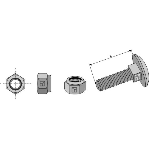 [LS01-TCR-003] Tornillo cabeza redonda con tuerca autoblocante para rascadores - M12 x 1-75 - 8.8 - LS01-TCR-003