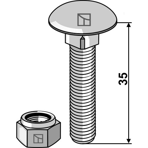 Tornillo cabeza redonda con tuerca autoblocante - M8 x 1-25 - 8.8 - LS01-TCR-011