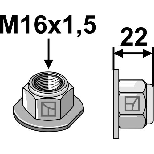 [LS01-TCP-007] Tuerca autoblocante con collar - Polystop - M16x1-5 - 10.9 - LS01-TCP-007