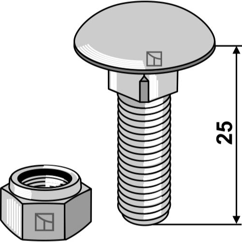 [LS01-TCR-010] Tornillo cabeza redonda con tuerca autoblocante - M10 x 1-5 - 8.8 - LS01-TCR-010