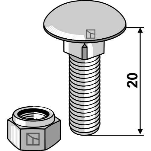Tornillo cabeza redonda con tuerca autoblocante - M8 x 1-25 - 8.8 - LS01-TCR-012