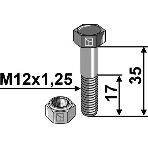 [LS01-TRP-006] Tornillo con tuerca autoblocante - M12X1-25 - 12-9 - LS01-TRP-006