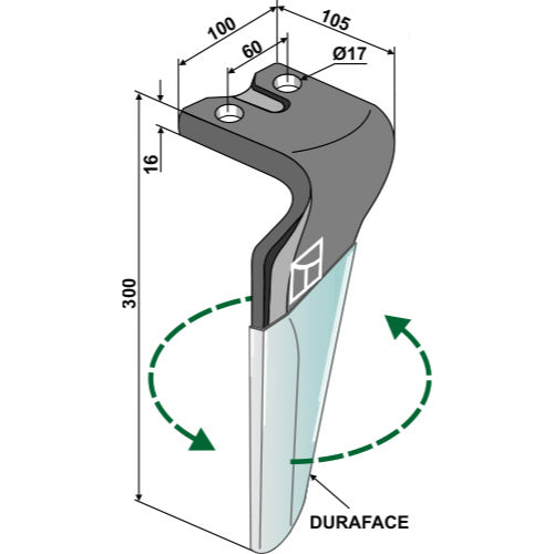 [LS01-PGR-016] Diente de grada rotativa lado izquierdo - DURAFACE - LS01-PGR-016