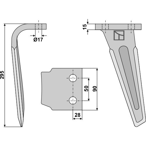 [LS01-PGR-019] Diente de grada rotativa lado izquierdo - LS01-PGR-019