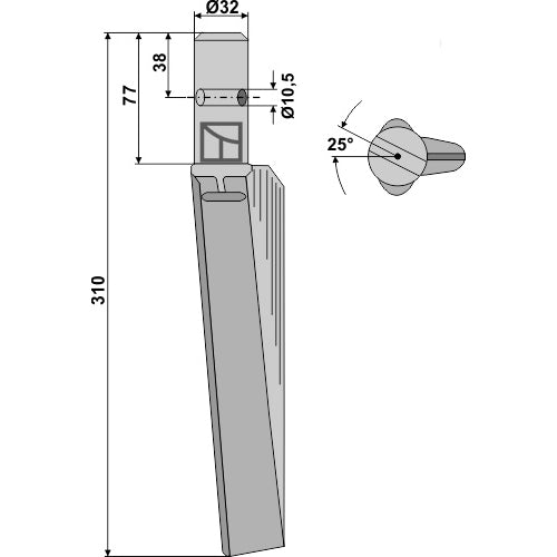 Diente de grada rotativa lado izquierdo - LS01-PGR-061