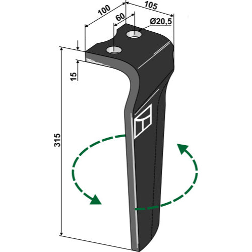 Diente de grada rotativa lado izquierdo - LS01-PGR-110