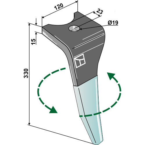 Diente de grada rotativa (DURAFACE) - lado izquierdo - LS01-PGR-155