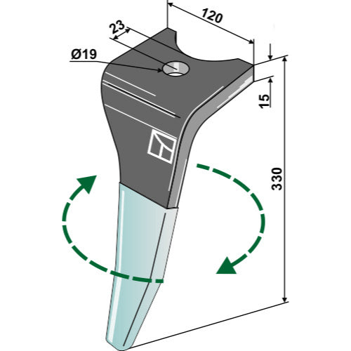Diente de grada rotativa (DURAFACE) - lado derecho - LS01-PGR-157