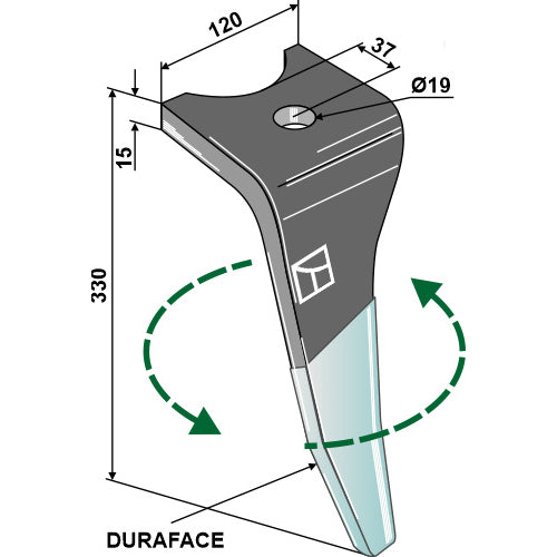 Púa de grada rotativa (Duraface) - izda - LS01-PGR-163