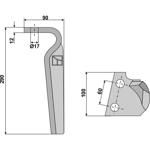 Diente de grada rotativa lado izquierdo - LS01-PGR-200