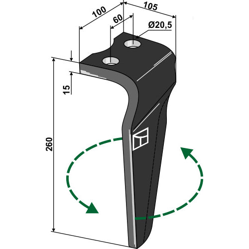 Diente de grada rotativa lado izquierdo - LS01-PGR-219