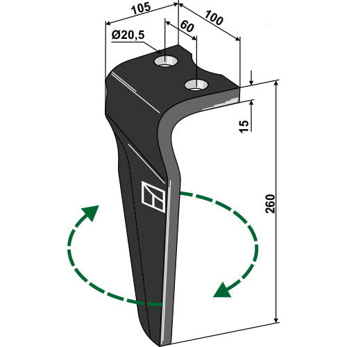 Diente de grada rotativa lado derecho - LS01-PGR-220