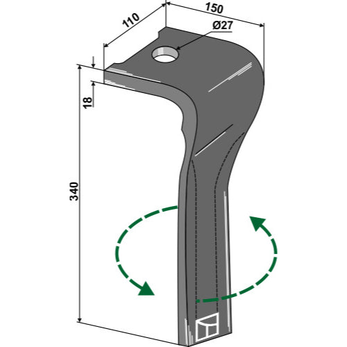 Diente de grada rotativa lado izquierdo - LS01-PGR-221