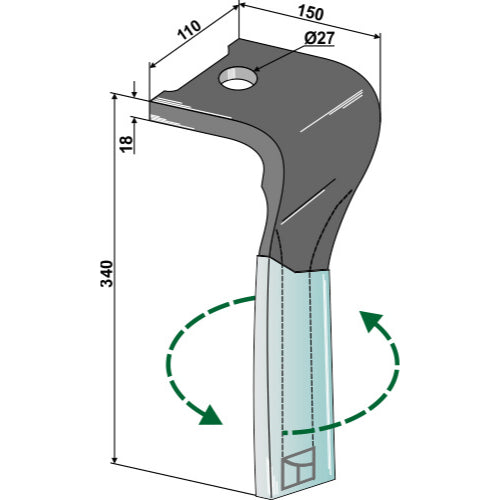 Diente de grada rotativa lado izquierdo - LS01-PGR-222