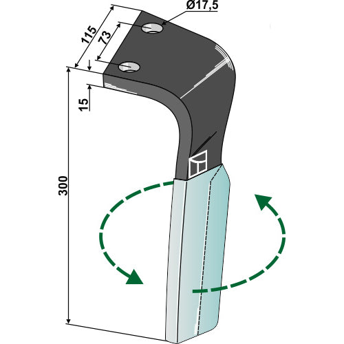 Diente de grada rotativa - DURAFACE lado izquierdo - LS01-PGR-227