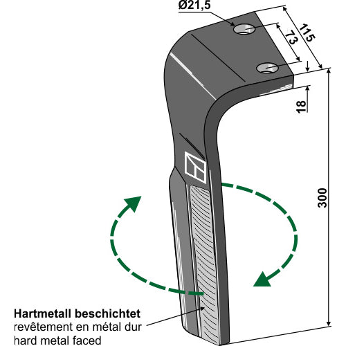 Diente de grada rotativa lado derecho - LS01-PGR-234