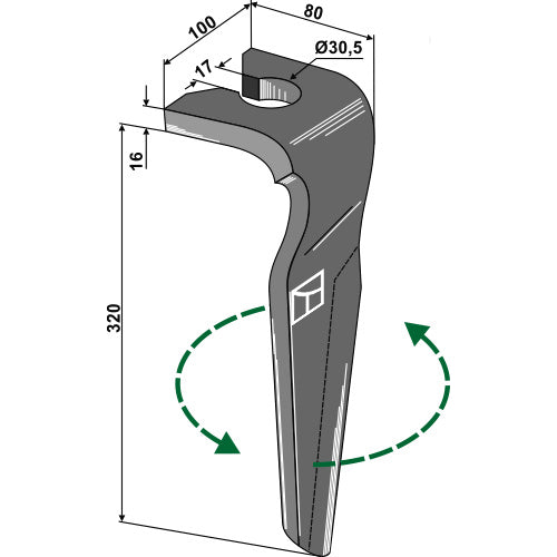 Diente de grada rotativa lado izquierdo - LS01-PGR-280