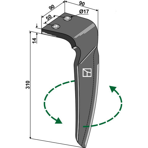 Diente de grada rotativa lado izquierdo - LS01-PGR-290