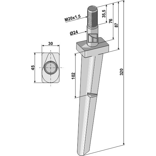 Diente de grada rotativa - LS01-PGR-311