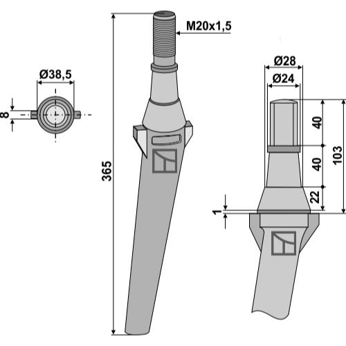 Diente de grada rotativa - LS01-PGR-322