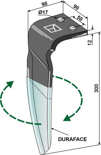 Diente de grada rotativa (DURAFACE) - lado derecho - LS01-PGR-413