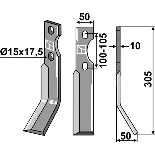 Cuchilla de rotavator- lado derecho - LS02-CUR-0690