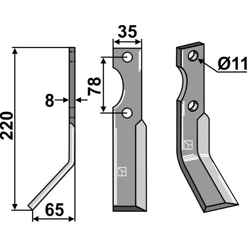 Cuchilla de rotavator- lado izquierdo - LS02-CUR-1180