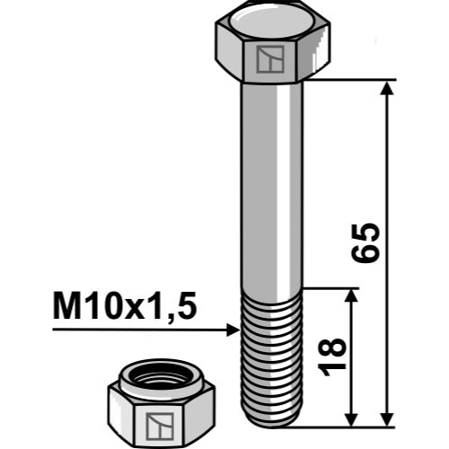 [LS03-TSM-007] Tornillo con tuerca autoblocante - M10 - 10.9 - LS03-TSM-007