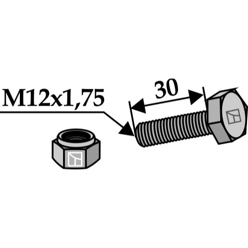 [LS03-TSM-014] Tornillo con tuerca autoblocante - M12x1-75 - 8.8 - LS03-TSM-014