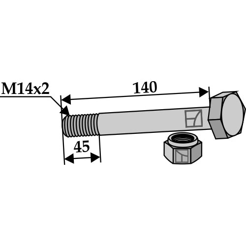 [LS03-TSM-038] Tornillo con tuerca autoblocante - M14x2 - 10.9 - LS03-TSM-038