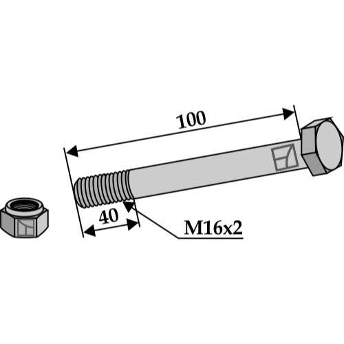 [LS03-TSM-041] Tornillo con tuerca autoblocante - M16 x 2 - 10.9 - LS03-TSM-041