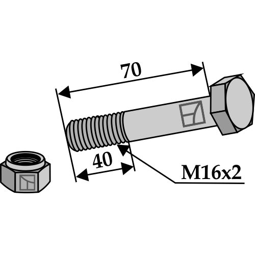 [LS03-TSM-055] Tornillo con tuerca autoblocante - M16 x 2 - 10.9 - LS03-TSM-055