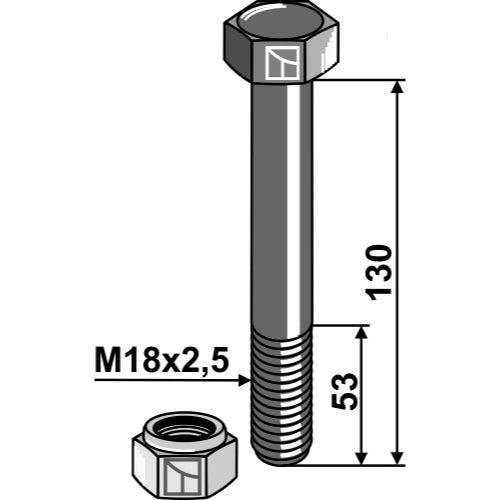 [LS03-TSM-061] Tornillo con tuerca autoblocante - M18x2-5 - 10.9 - LS03-TSM-061