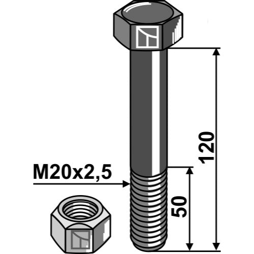 [LS03-TSM-066] Tornillo con tuerca autoblocante - M20 x 2-5 - 10.9 - LS03-TSM-066