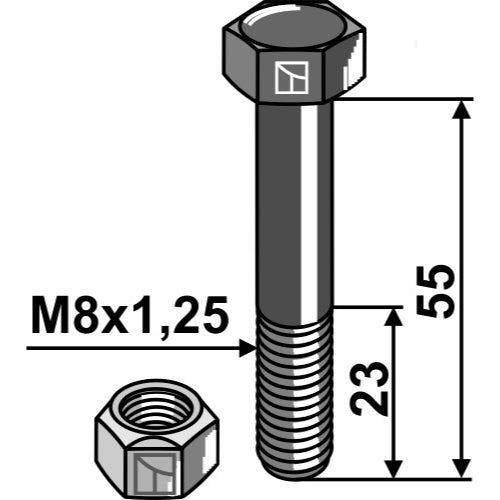 [LS03-TSM-096] Tornillo con tuerca autoblocante - M8 x 1-25 - 8.8 - LS03-TSM-096